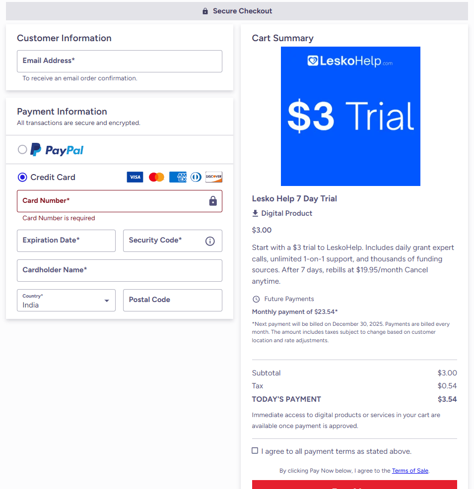 LeskoHelp -Secure-Checkout